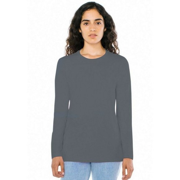 NWT AMERICAN APPAREL FINE JERSEY CLASSIC LONG SLEEVE T-SHIRT‎ ASPHALT XL - Picture 1 of 9